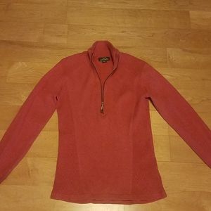 Eddie Bauer Red Pullover Knit Quarter Zip Sweater S
